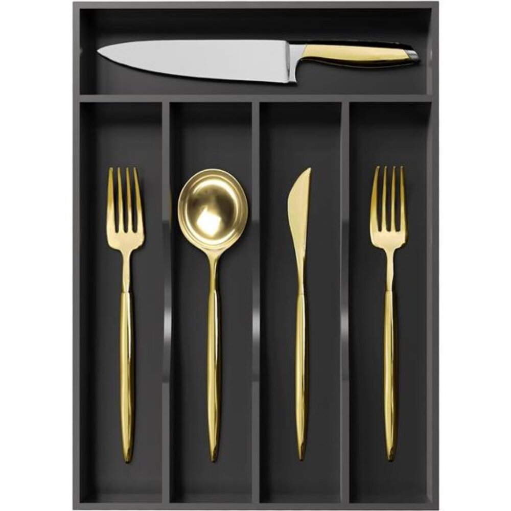 Bamboo Silverware Organizer Utensil Tray Drawer Cutlery Flatware Kitchen Storage